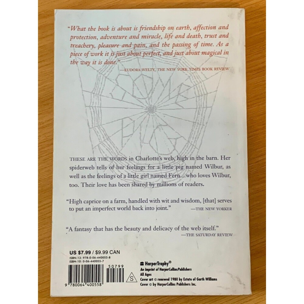 Charlotte’s Web by E.B. White Paperback Book HarperTrophy Edition Like New - Picture 3 of 6